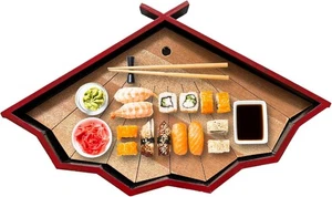 Fächerförmige Sashimi Platte & Meeresfrüchte Schale Traditionelle Kunst Sushi Serviertablett - Bild 1 von 6