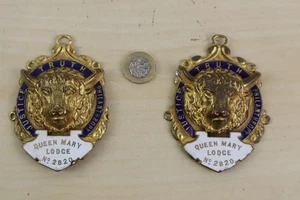 Pair of Justice Truth Philanthropy Enamelled Medal Queen Mary Lodge No 2820 VGC - Picture 1 of 10