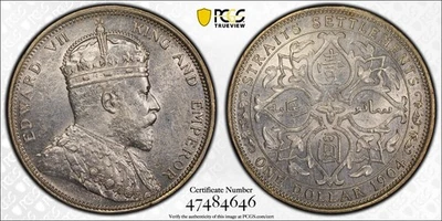Straits Settlements, 1904 Edward VII Dollar. PCGS AU 58. 20,365,000 Mintage. - Image 1 of 4