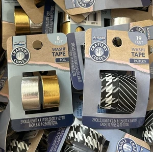25 Washi Tape Lot Silver Gold Foil Black White Pattern Crafter Bundle Artskills - Picture 1 of 3