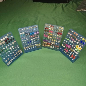Lot of 144 Pairs Earrings-Studs-Post Back-Unique Shapes Lots of Colors-Some New - Picture 1 of 24