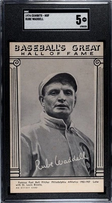 1974 Baseball's Great Hall-of-Fame Exhibits Rube Waddell Philadelphia  SGC 5 EX - Image 1 of 2
