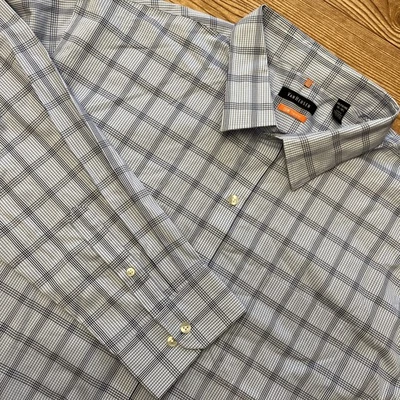 Van Heusen Traveler Shirt Mens 2XL 18-18 1/2 Blue Plaid Button Up Stretch - Image 1 of 4