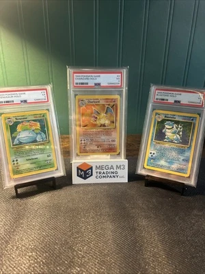 1999 Pokemon Base Set Charizard Blastoise Venusaur PSA 3, 3, 5. The Big Three - Image 1 of 4