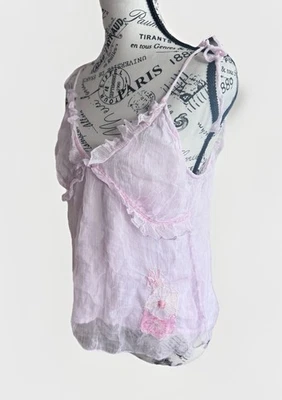 De colección Y2K Xanaka Rosa Volantes Correa de Espagueti Bebé Muñeca Coqueta Top Foto 1 de 4