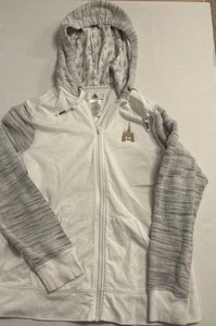 Felpa con cappuccio Disney Parks donna XL Disneyland full zip bianca castello oro - Foto 1 di 15