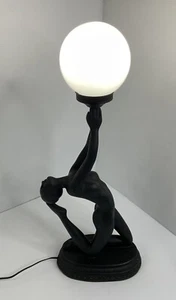 VTG Art Deco Nude Lady Woman Holding Globe Erotica Figural Accent table Lamp 29" - Picture 1 of 23