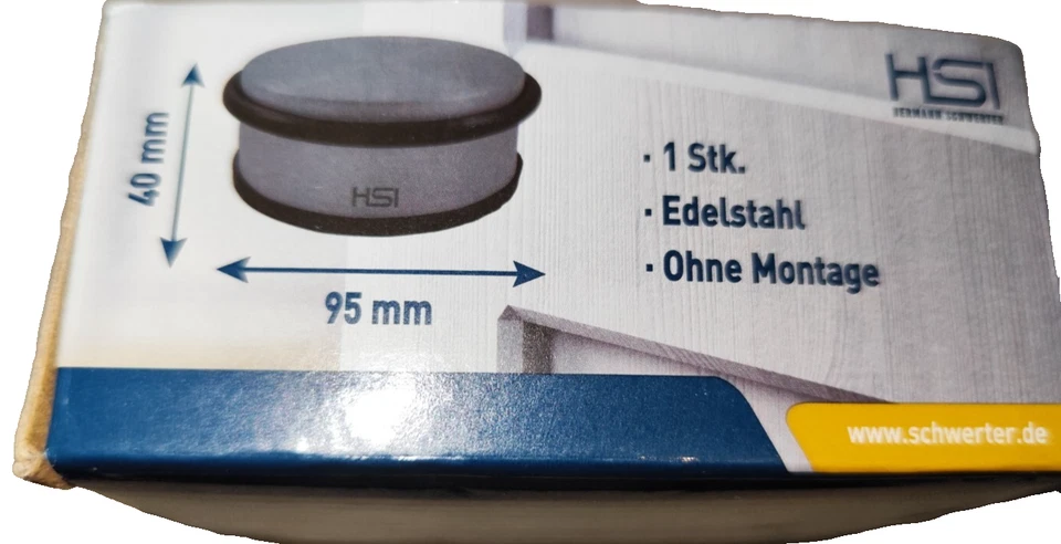 Türstopper 1,0 kg Edelstahl Türfeststeller Türhalter Türpuffer Gummirad schwarz - Bild 1 von 1