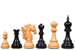 Piezas de ajedrez de la serie Sher-E-Punjab en madera de ébano/madera de caja - 4,6" King - Imagen 1 de 13