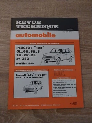 Revue technique Peugeot 104 1.0 1.1 1.2 1.3 1.4 GL ZA S ZS 2 SR GR ZR Coupe Berl - Photo 1/4