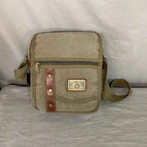 Canvas Shoulder Crossbody Purse White Mountain Army Green with Leather Details - Picture 1 of 11