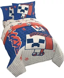 7 Piece Minecraft Creeper Full Size Comforter Set - Picture 1 of 9