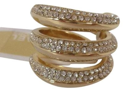 NEW MICHAEL KORS GOLD TONE,CRYSTAL PAVE,STACKING,3 TIER,COIL RING MKJ4320 - Image 1 of 4