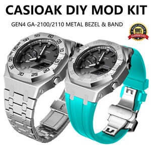 Casioak Mod Kit Metal Bezel Steel Case Rubber Band For G-Shock GEN4 GA2110GA2100