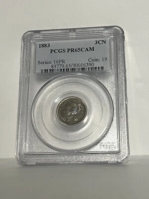 1883 3CN Three Cent PROOF US Nickel PCGS  PR65CAM Rare Beauty - Image 1 of 2