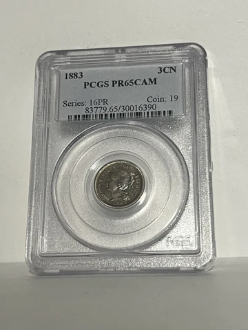 1883 3CN Three Cent PROOF US Nickel PCGS  PR65CAM Rare Beauty Cover