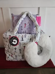Betsey Johnson LRG Puffy Ski Bunny Weekender Tote Neck Pillow Wristlet 3 pc SET - Picture 1 of 21