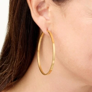 Stattliche Creolen Stahl 2,25 Zoll goldfarben Edelstahl hochpoliert - Bild 1 von 4