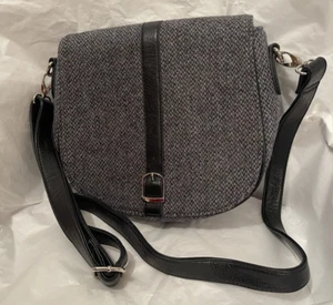 Ladies Genuine Harris Tweed Glen Appin Grey Black Tweed Shoulder Crossbody Bag - Picture 1 of 13