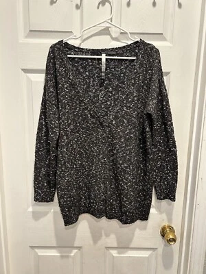 Kensie Women Medium Marled Dark Multicolor Elbow Patch Button Cardigan Black - Image 1 of 4