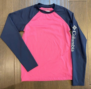 Columbia Girls Navy Pink LS Sun Swim Shirt 10/12 Medium used