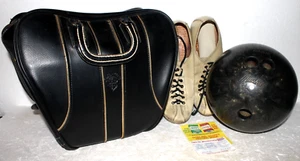 Mustang 15lb Bowling Ball Stebco Bowling Ball Bag & Kinney Keglers Shoes Vintage - Picture 1 of 18