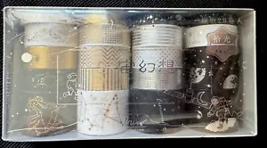Unopened 16 Washi Tape Unopened Stars Moon Gold Silver Celestial Cosmic Starry - Picture 1 of 4