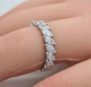 1.61 Ct E VS Round Lab Grown Marquise Diamond Band Set in 14k White Gold - Picture 1 of 5