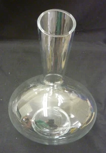 WINE DECANTER CARAFE CLEAR GLASS LONG NECK ANGELED TOP CONTEMPORARY 12" TALL - Picture 1 of 5