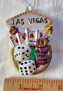 5” Las Vegas Ornament souvenirs glass blown Christmas Dice Cards (2U) - Picture 1 of 5
