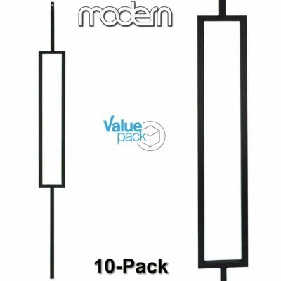 AFFORDABLE STAIR PARTS ® Contemporary Single Rectangle (10-PACK) Hollow Iron Metal Spindles (Satin Black)