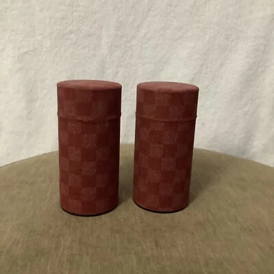 2 Teavana Tea Tin Storage Container Air-Tight Red/Maroon Plaid Cloth Washi 5oz - Image 1 of 2