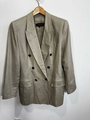 Винтажный женский блейзер 90sClassiques Entier бежевый двубортный 100% лен большого размера - Изображение 1 из 4