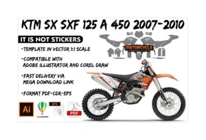 KTM SX SXF 125 A 450 2007-2010 template vector 1/1 real scale EPS PDF CDR format - Picture 1 of 2