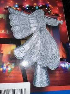 Christmas Tree Topper Lighted Projector-10" Glitteren Angel 3D Silver Snowflake - Picture 1 of 4