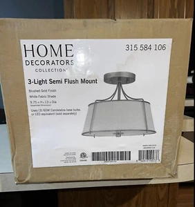 Home Decorators Collection Charleston Park 13 in. 3-Light Gold Semi-Flush Mount - Picture 1 of 2