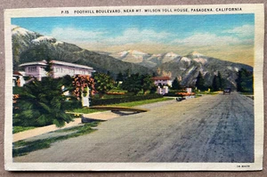 Pasadena California Foothill Boulevard Postcard c1930 - Picture 1 of 2