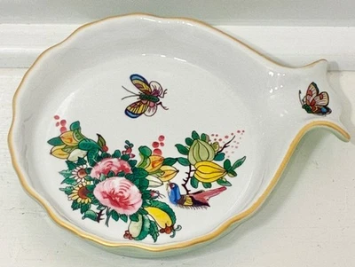 Williams Sonoma Spoon Rest Plate w Flowers, Butterfly, and Bird - Image 1 of 4