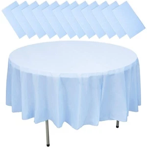 12-Pack 84" Disposable Plastic Round Tablecloth Table Covers Party Supplies Blue - Picture 1 of 5