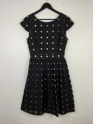 Vestido Patinador Temperley London Lana Seda Mezcla Algodón Negro Dorado Lunares 10/12 Foto 1 de 4