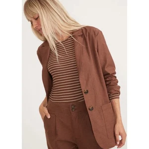 Marine Layer Flora Hemp Blazer Brown Size Medium - Picture 1 of 9