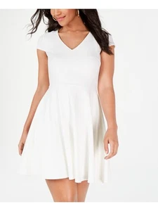 B DARLIN Womens White Cap Sleeve Mini Fit + Flare Formal Dress 9\10 - Picture 1 of 4