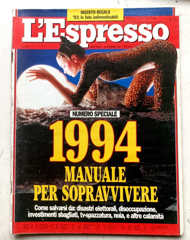 Rivista L'ESPRESSO - 1994 manuale per sopravvivere -N.51/52  Dicembre 1993 - Immagine 1 di 1
