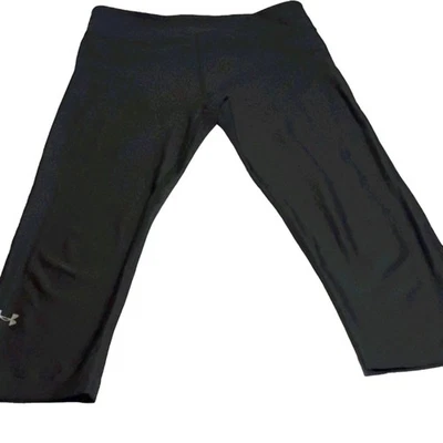 Womens Sz M Compression Heat Gear Gray Cropped Workout Leggings Under Armour   - Image 1 of 4