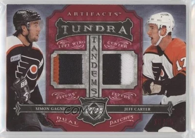 2006 Upper Deck Artifacts Tundra Tandems Red /25 Simon Gagne Jeff Carter Patch - Image 1 of 2