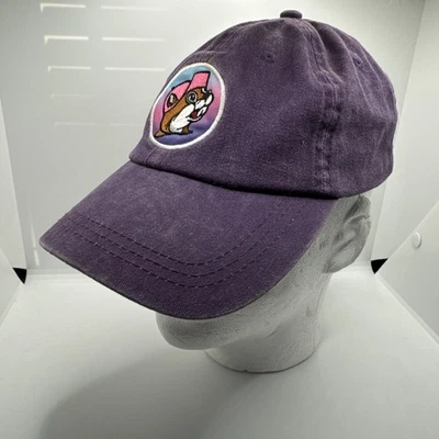 Buc-ee's Ovalado Castor Logo Papá Sombrero Gorra Púrpura Correa Cuero Bucees Foto 1 de 4