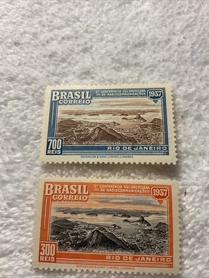 BRAZIL-(-1937-)-Scott # 443-444-“RADIO COMMUNICATIONS”-lot of 2-Stamps-MNH-#353 - Image 1 of 2