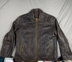 Rogue Leather Distressed Jacket Mens S Brown Motorcycle Full Zipper - Picture 1 of 16