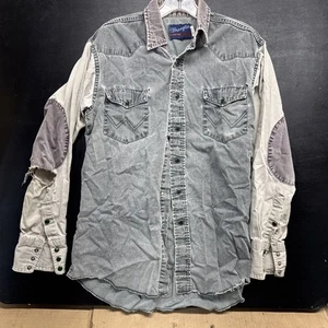 Camisa Western de Colección Wrangler Manga Larga Pera Gris a Presión Sobre Algodón Gris 15/33 - Imagen 1 de 12