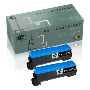 2PK TK-552C 1T02HMCUS0 Cyan Toner Cartridge Compatible Kyocera-Mita FS-C5200DN - Picture 1 of 7